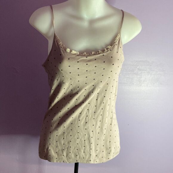 Mossimo Women's Tank Top Size Small Lavender Black Polka Dot Spaghetti Strap - Picture 1 of 3